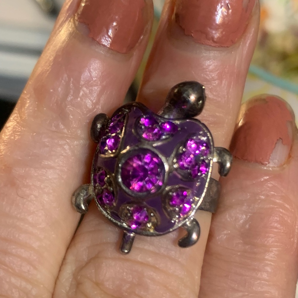 Purple Gemstone Turtle Ring